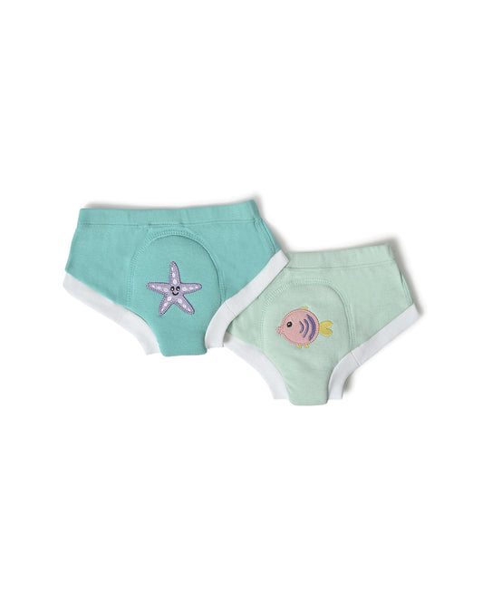 Mi Arcus Blue Baby Girls Cloth Diapers-Padded Underwear-Cotton Blend-Washable & Reusable-Pack of 2