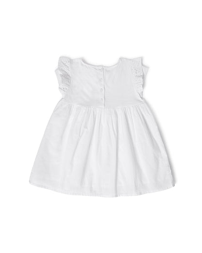 Mi Arcus White Frock Dress-Solid-Cotton-For Infants