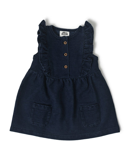 Mi Arcus Blue Frock-Solid-Cotton-For Infants