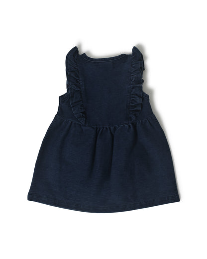 Mi Arcus Blue Frock-Solid-Cotton-For Infants