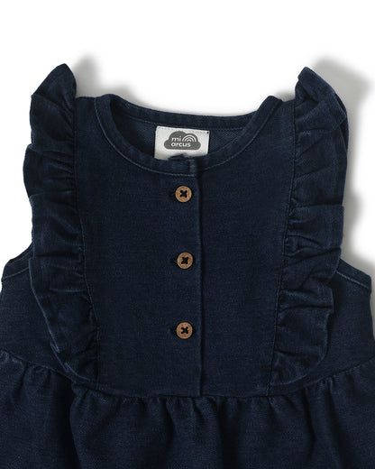 Mi Arcus Blue Frock-Solid-Cotton-For Infants