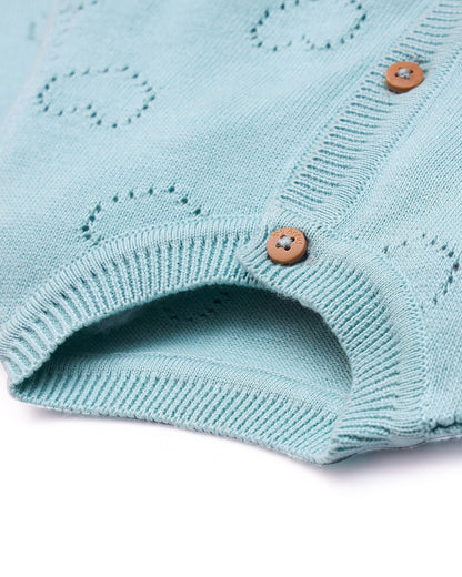 Mi Arcus Blue Cardigan-Solid with Self Design-Cotton-For Infants