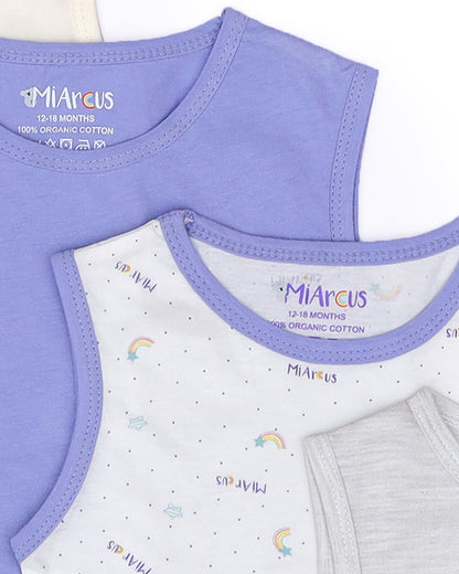 Mi Arcus Multicolored Vest-Printed-Cotton-Pack of 5-For Infants