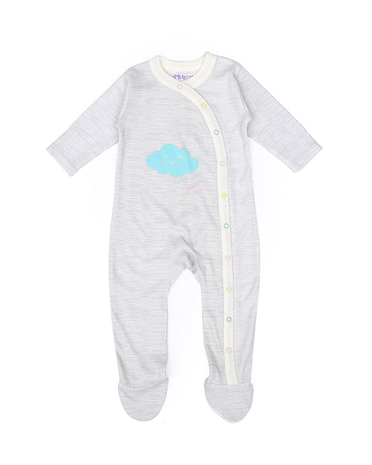 Mi Arcus White & Grey Sleepsuit-Printed-Cotton-Pack of 3-For Infants