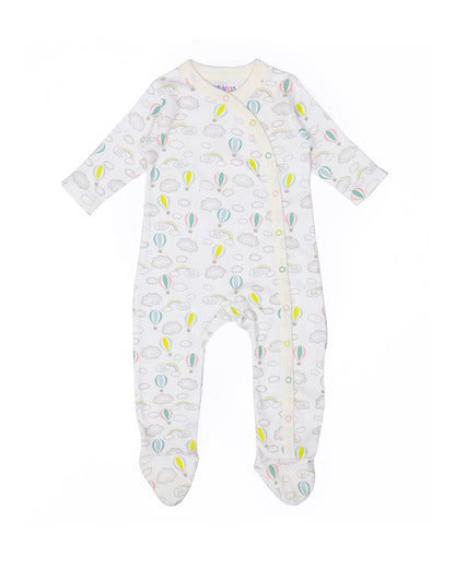 Mi Arcus White & Grey Sleepsuit-Printed-Cotton-Pack of 2-For Infants