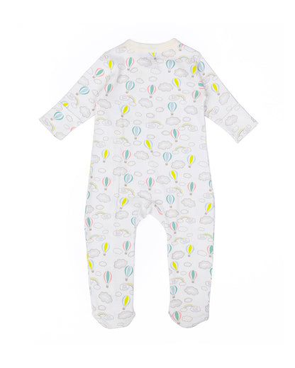 Mi Arcus White & Grey Sleepsuit-Printed-Cotton-Pack of 2-For Infants