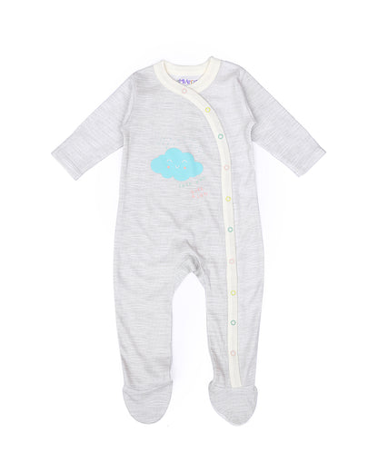 Mi Arcus White & Grey Sleepsuit-Printed-Cotton-Pack of 2-For Infants