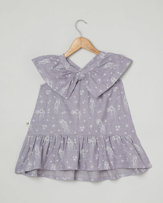 Cocoon Care Lavender Frock Dress-Ocean-Bamboo Muslin-For Infants