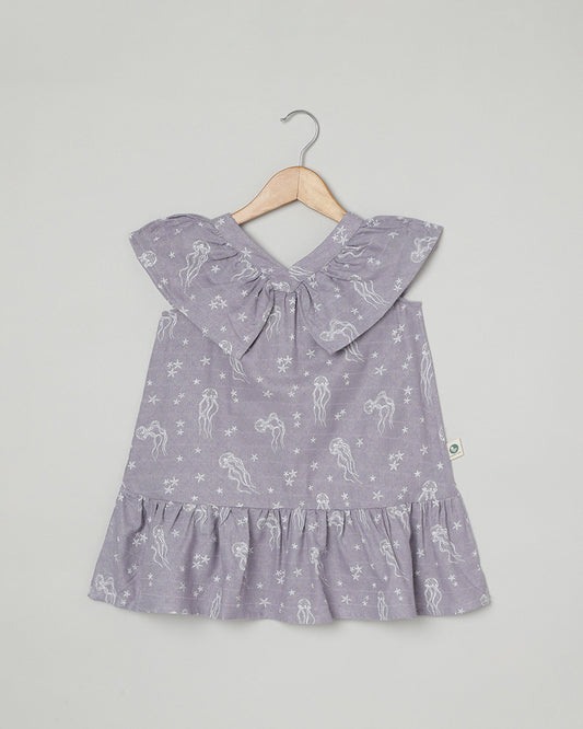 Cocoon Care Lavender Frock Dress-Ocean-Bamboo Muslin-For Infants