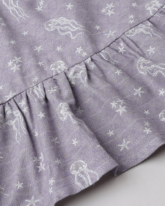 Cocoon Care Lavender Frock Dress-Ocean-Bamboo Muslin-For Infants