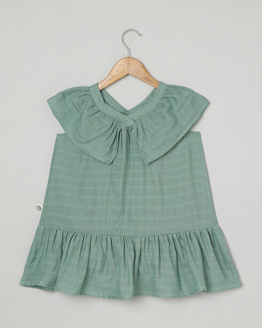 Cocoon Care Sage Green Frock Dress-Solid-Bamboo Muslin-For Infants