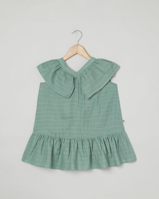 Cocoon Care Sage Green Frock Dress-Solid-Bamboo Muslin-For Infants