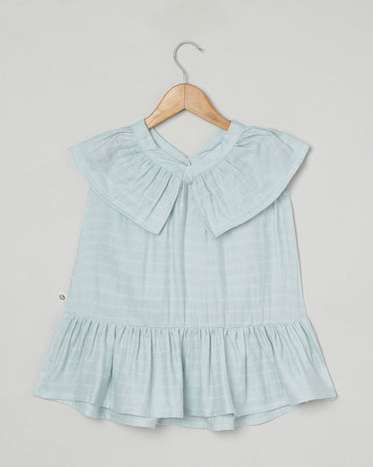 Cocoon Care Sky Blue Frock Dress-Solid-Bamboo Muslin-For Infants