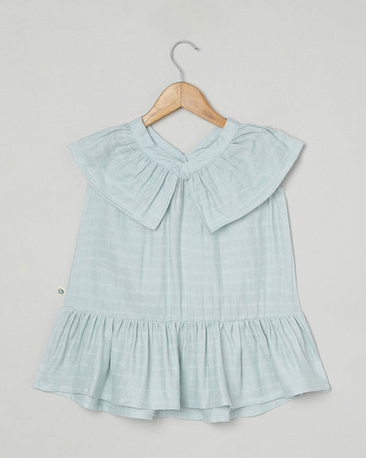 Cocoon Care Sky Blue Frock Dress-Solid-Bamboo Muslin-For Infants