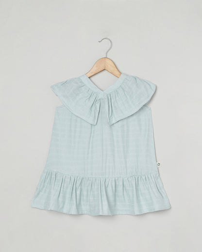 Cocoon Care Sky Blue Frock Dress-Solid-Bamboo Muslin-For Infants