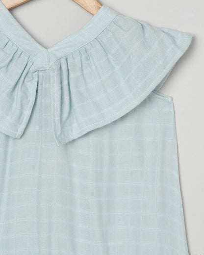 Cocoon Care Sky Blue Frock Dress-Solid-Bamboo Muslin-For Infants