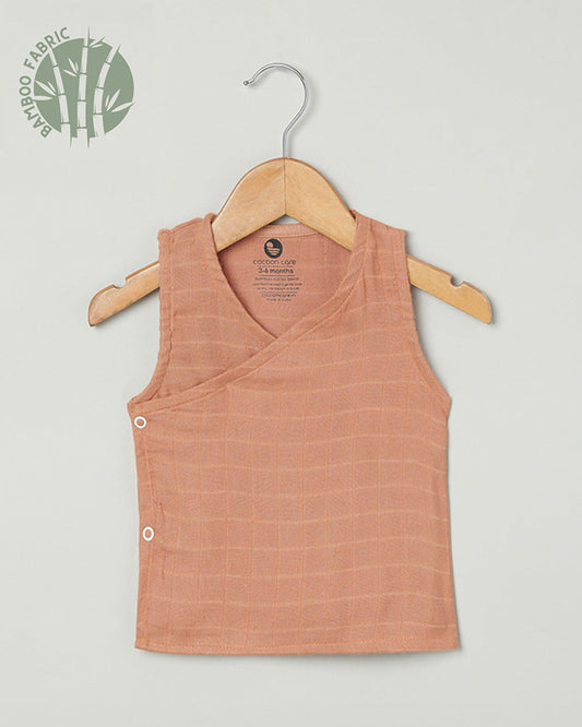 Cocoon Care Burnt Orange Kimono Vest-Solid-Bamboo Muslin-For Infants