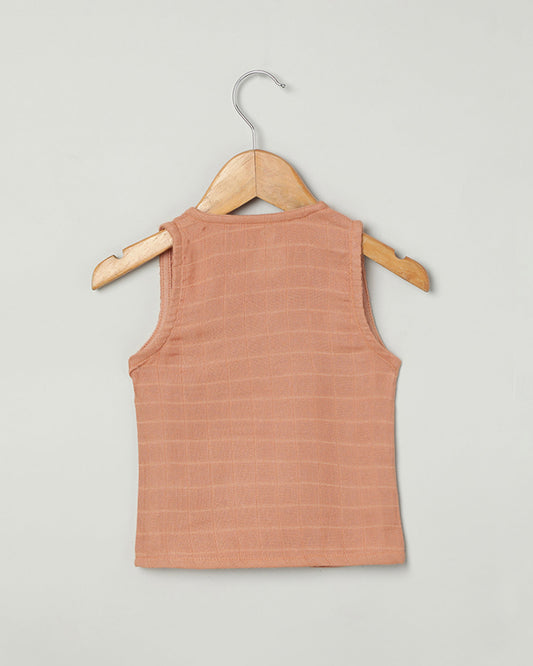 Cocoon Care Burnt Orange Kimono Vest-Solid-Bamboo Muslin-For Infants