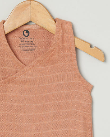 Cocoon Care Burnt Orange Kimono Vest-Solid-Bamboo Muslin-For Infants