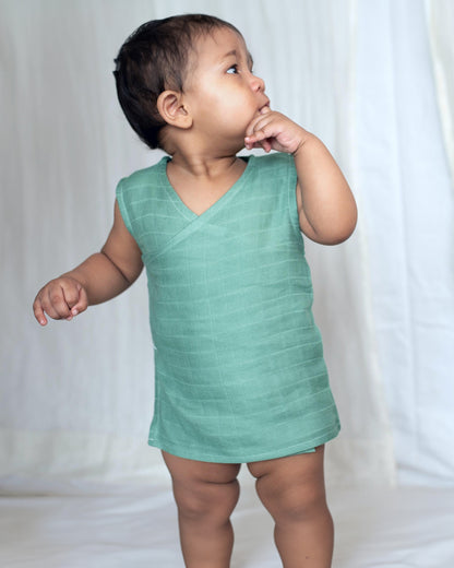 Cocoon Care Sage Green Kimono Vest-Solid-Bamboo Muslin-For Infants