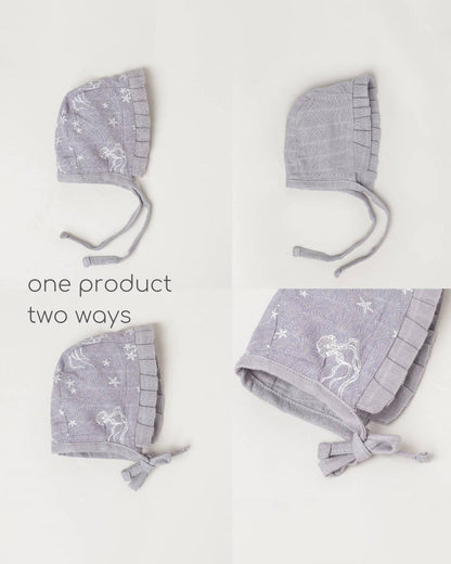 Cocoon Care Lavender & Orange Caps-Printed-Bamboo Muslin-Pack Of 2-For Infants