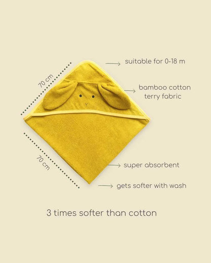 Cocoon Care Baby Hooded Towel-Bamboo Terry-Mustard Yellow