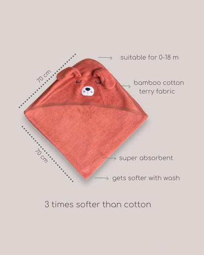 Cocoon Care Baby Hooded Towel-Bamboo Terry-Red