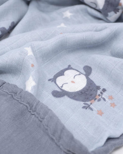 Cocoon Care Wise Owl 4 Layer Reversible Blanket-Bamboo Muslin-For Infants