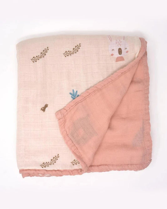 Cocoon Care 4 Layer Reversible Woodland Friend Blanket-Bamboo Muslin-For Infants