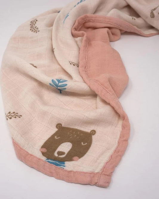 Cocoon Care 4 Layer Reversible Woodland Friend Blanket-Bamboo Muslin-For Infants