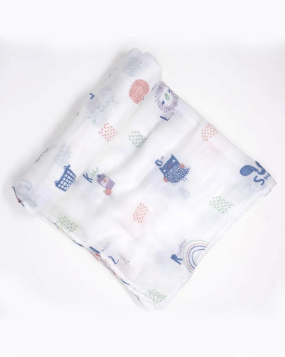 Cocoon Care Learn Abc White Swaddle-Bamboo Muslin-Infant Wraps
