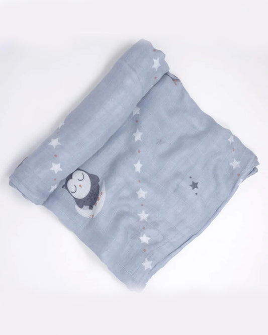 Cocoon Care Owl Print Blue Swaddle-Bamboo Muslin-Infant Wraps