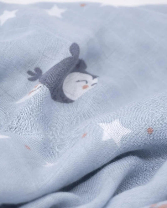 Cocoon Care Owl Print Blue Swaddle-Bamboo Muslin-Infant Wraps