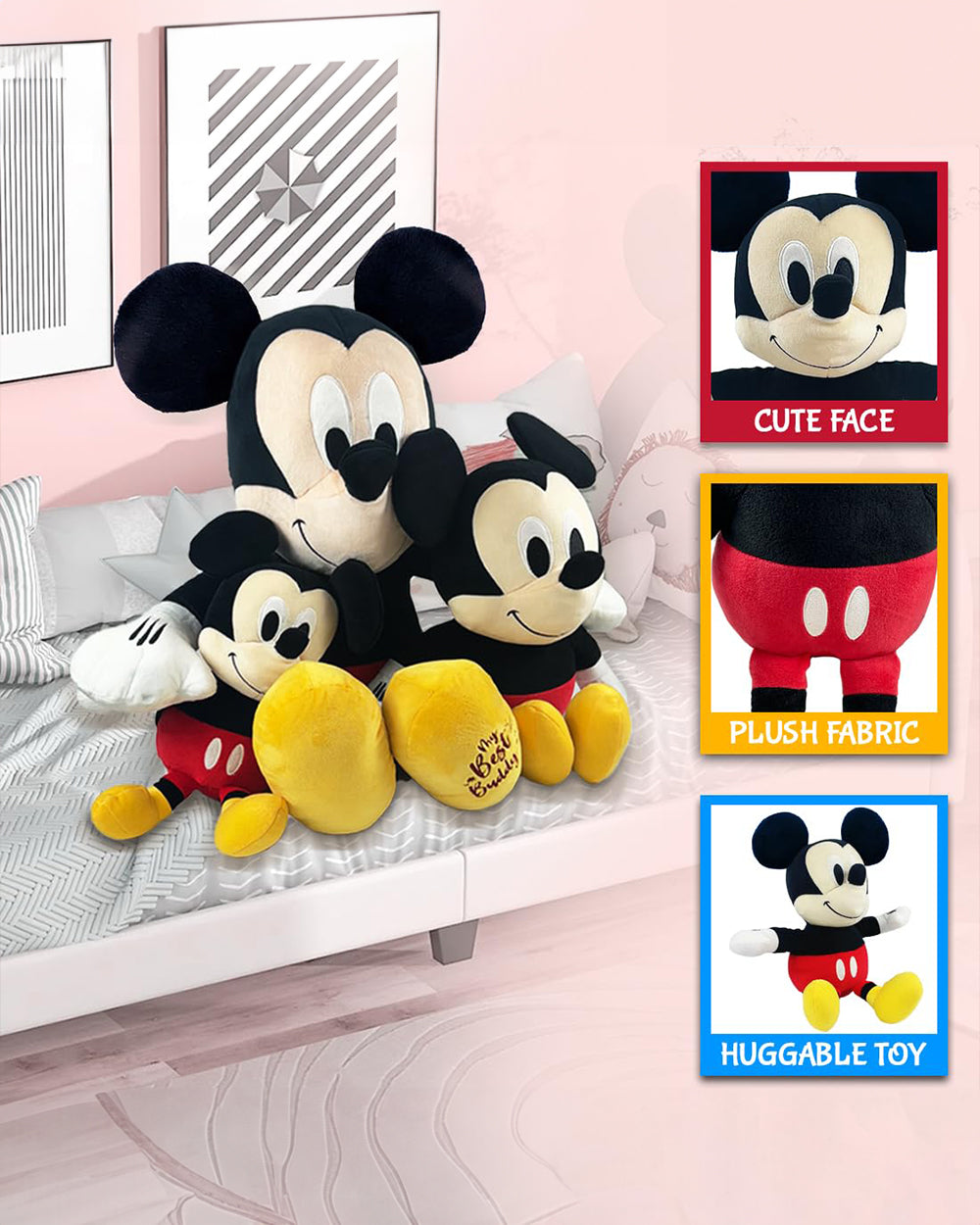 Disney Value Mickey Mouse Stuffed Soft Toy-Plush Cuddly Toy For