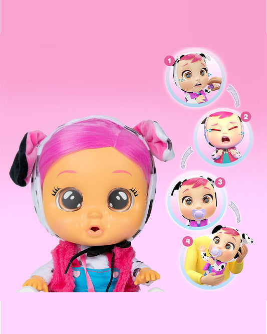 IMC Cry Babies Dressy Dotty Doll-With Magical Tears & 10 Realistic Baby Sounds-12M+