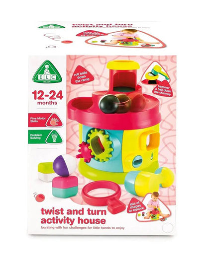 ELC Twist & Turn Activity House-With Hammer & Rolling Balls-Shape Sorter & Stacker-Learning & Educational Toys-24M+