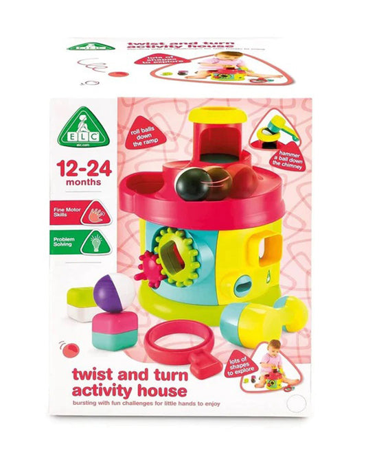 ELC Twist & Turn Activity House-With Hammer & Rolling Balls-Shape Sorter & Stacker-Learning & Educational Toys-24M+