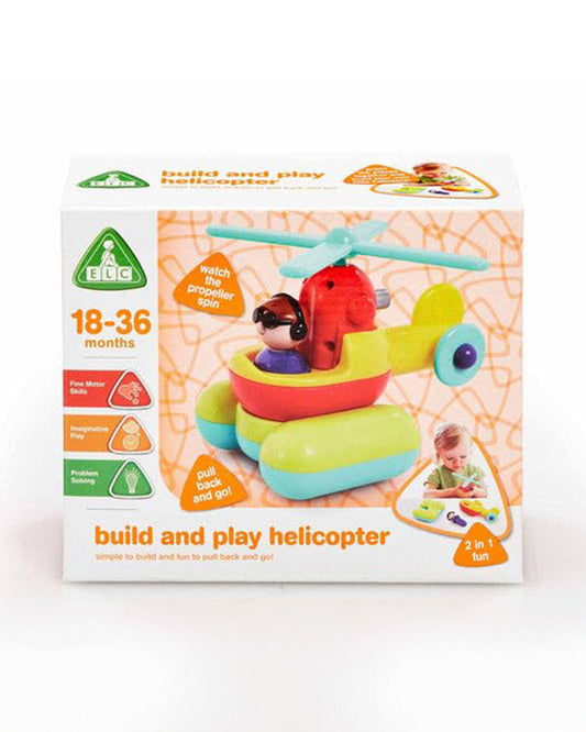 ELC Build & Play Helicopter Vehicle Toy-Pull Back & Go-9M+