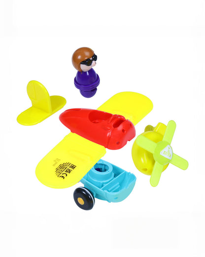 ELC Build & Play Aeroplane Vehicle Toy-Pull Back & Go-9M+