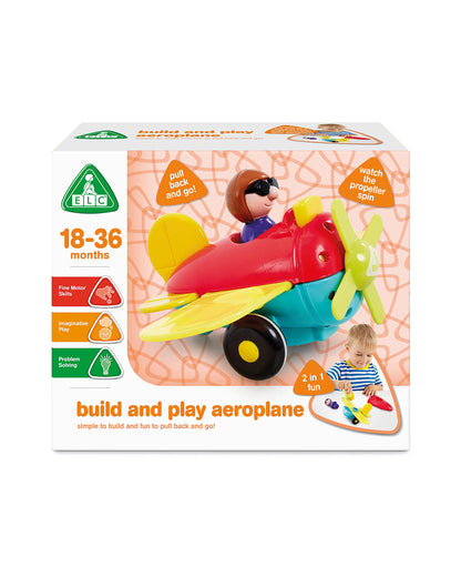 ELC Build & Play Aeroplane Vehicle Toy-Pull Back & Go-9M+