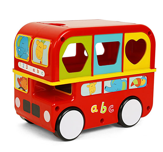 ELC Shape Sorting Bus Red-Includes 6 Colorful Shapes-Improves Hand Eye Coordination-Shape Sorter & Stacker-Learning & Educational Toys-12M+