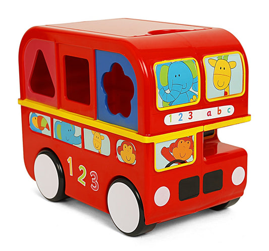 ELC Shape Sorting Bus Red-Includes 6 Colorful Shapes-Improves Hand Eye Coordination-Shape Sorter & Stacker-Learning & Educational Toys-12M+