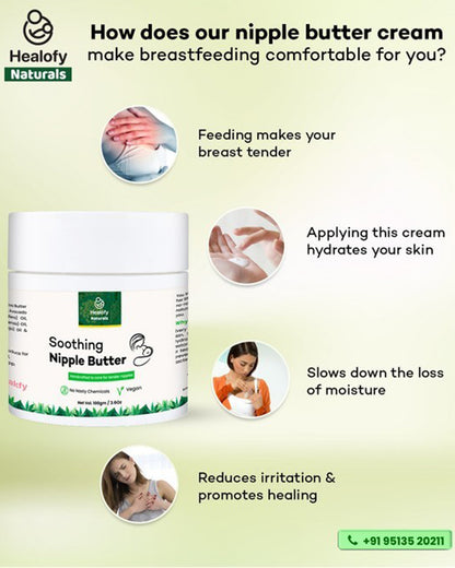 Healofy Naturals Soothing Nipple Butter-For Sore & Cracked Nipples-Breastfeeding Safe