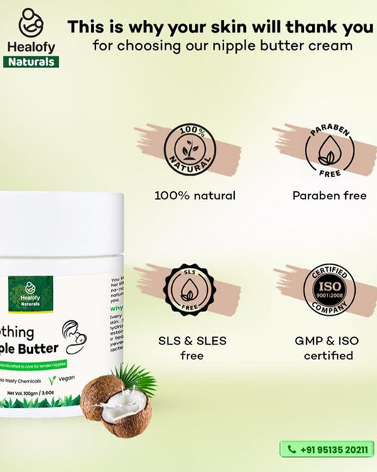 Healofy Naturals Soothing Nipple Butter-For Sore & Cracked Nipples-Breastfeeding Safe