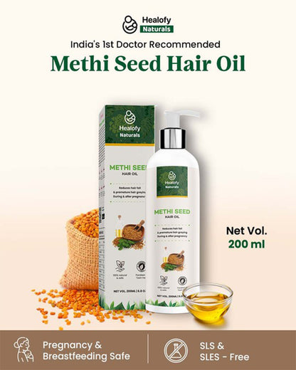 Healofy Naturals Methi Seed Hair Oil-Reduces Hair Fall-During & After Pregnancy