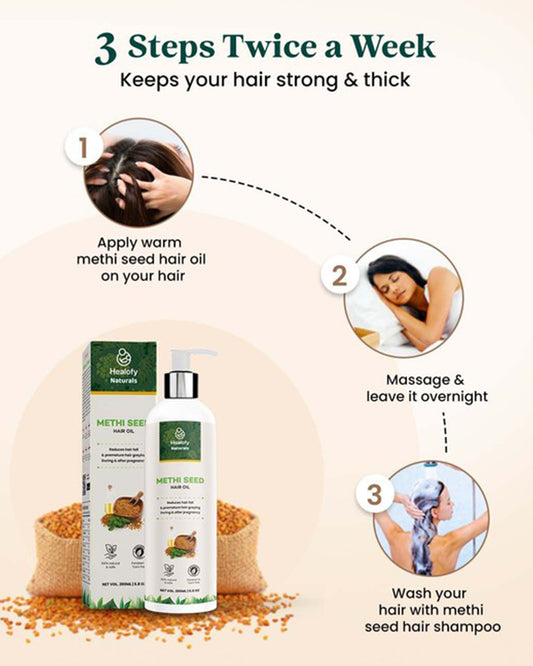 Healofy Naturals Methi Seed Hair Oil-Reduces Hair Fall-During & After Pregnancy