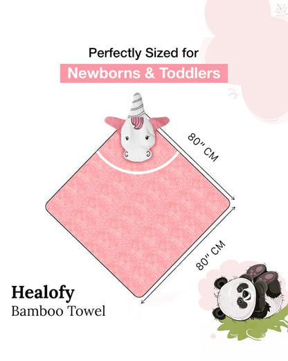 Healofy Naturals Baby Hooded Bath Towel-100% Organic Bamboo Cotton-Baby Unicorn