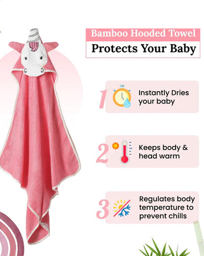 Healofy Naturals Baby Hooded Bath Towel-100% Organic Bamboo Cotton-Baby Unicorn