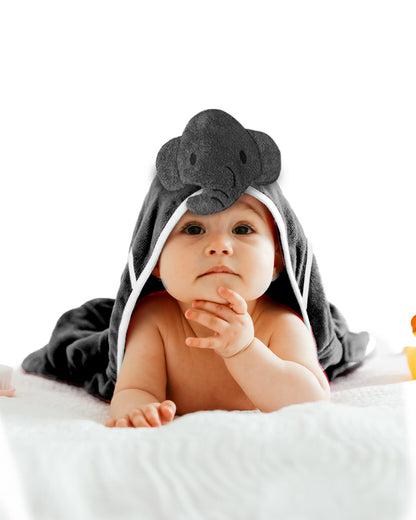 Healofy Naturals Baby Hooded Bath Towel-100% Organic Bamboo Cotton-Baby Elephant