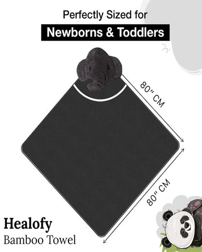 Healofy Naturals Baby Hooded Bath Towel-100% Organic Bamboo Cotton-Baby Elephant